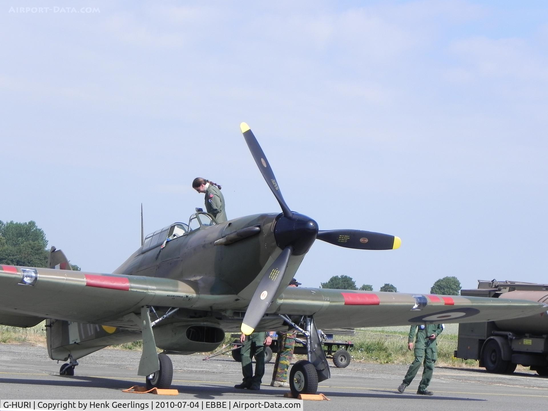 G-HURI, 1942 Hawker (CCF) Hurricane Mk12A C/N 72036, Beauvechain AFB - Belgium

Female pilot