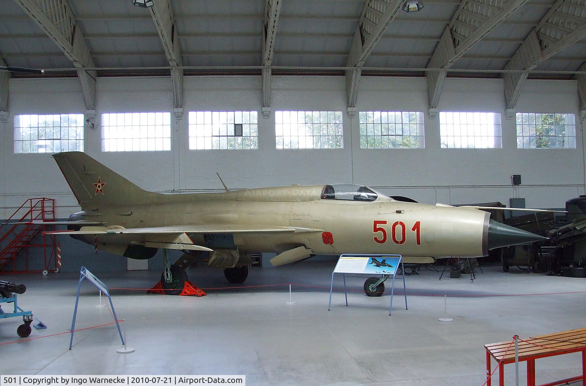 501, 1964 Mikoyan-Gurevich MiG-21PF C/N 760501, Mikoyan i Gurevich MiG-21PF FISHBED-D at the Imperial War Museum, Duxford