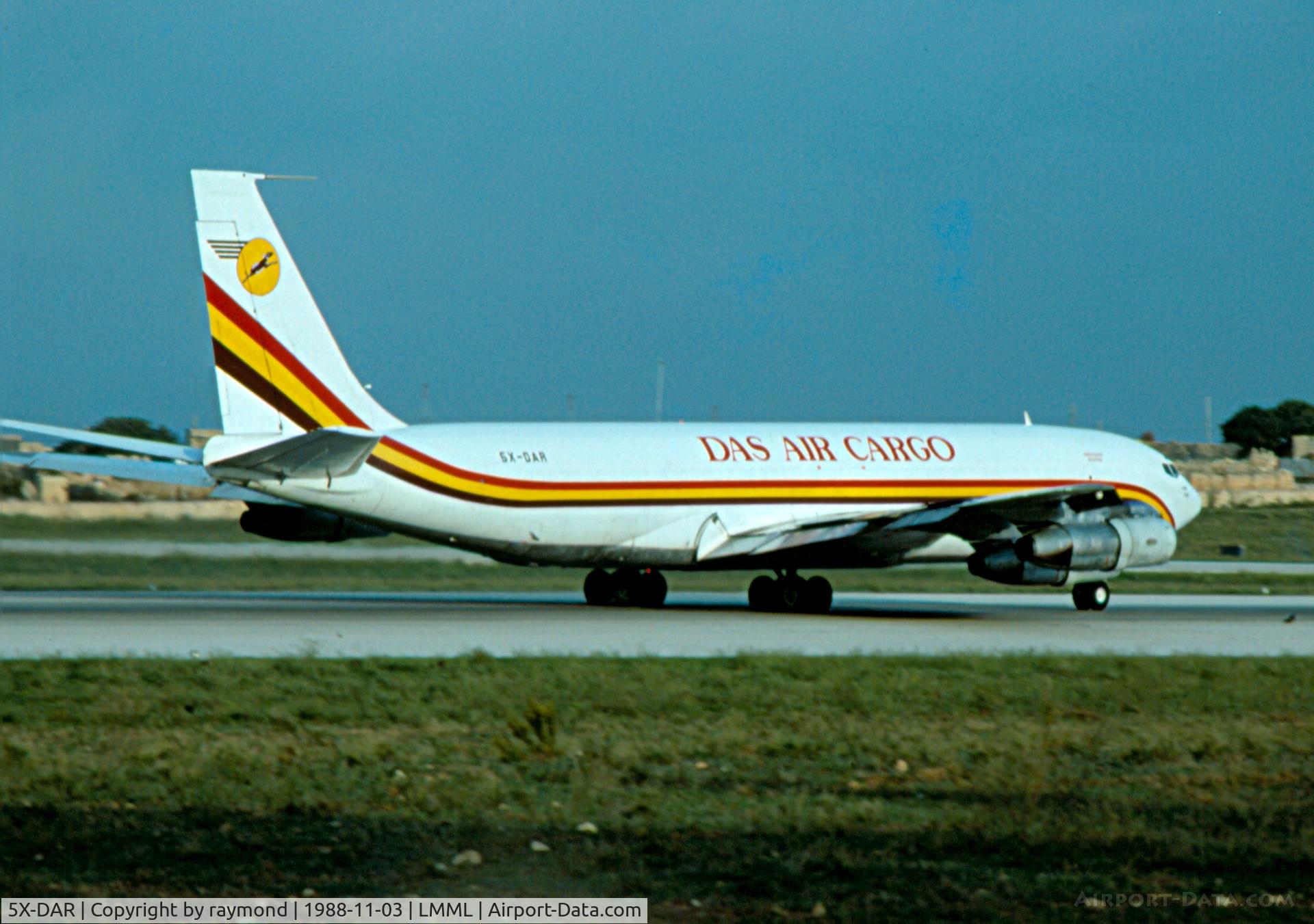 5X-DAR, 1964 Boeing 707-321C C/N 18825, B707 5X-DAR of DAS Air Cargo in Malta