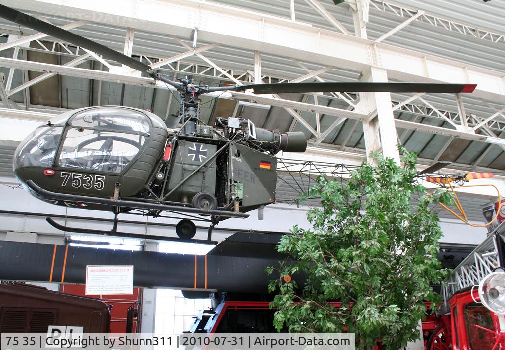 75 35, Sud SE-3130 Alouette II C/N 1327/C149, S/n 1327 - Germany Army Alouette II preserved inside Technik Speyer Museum...
