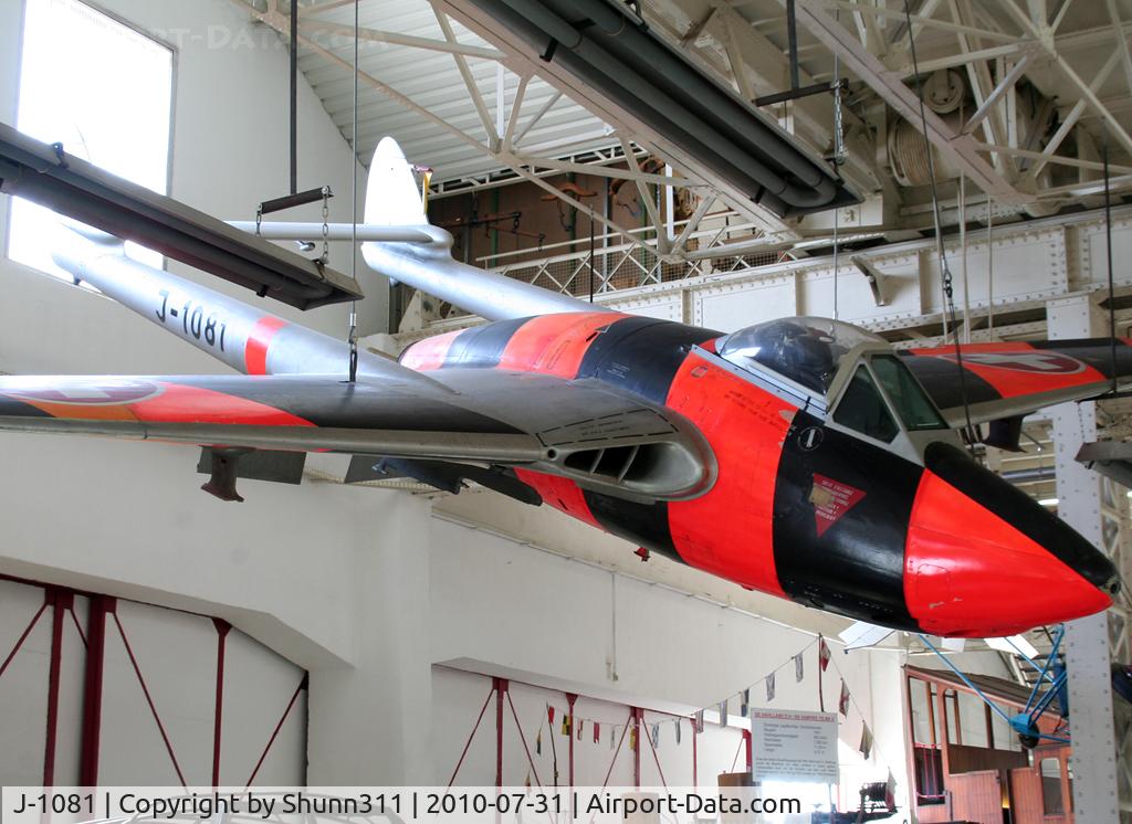 J-1081, 1959 De Havilland (F+W Emmen) Vampire FB6 (DH-100) C/N 992, Preserved inside Technik Speyer Museum...