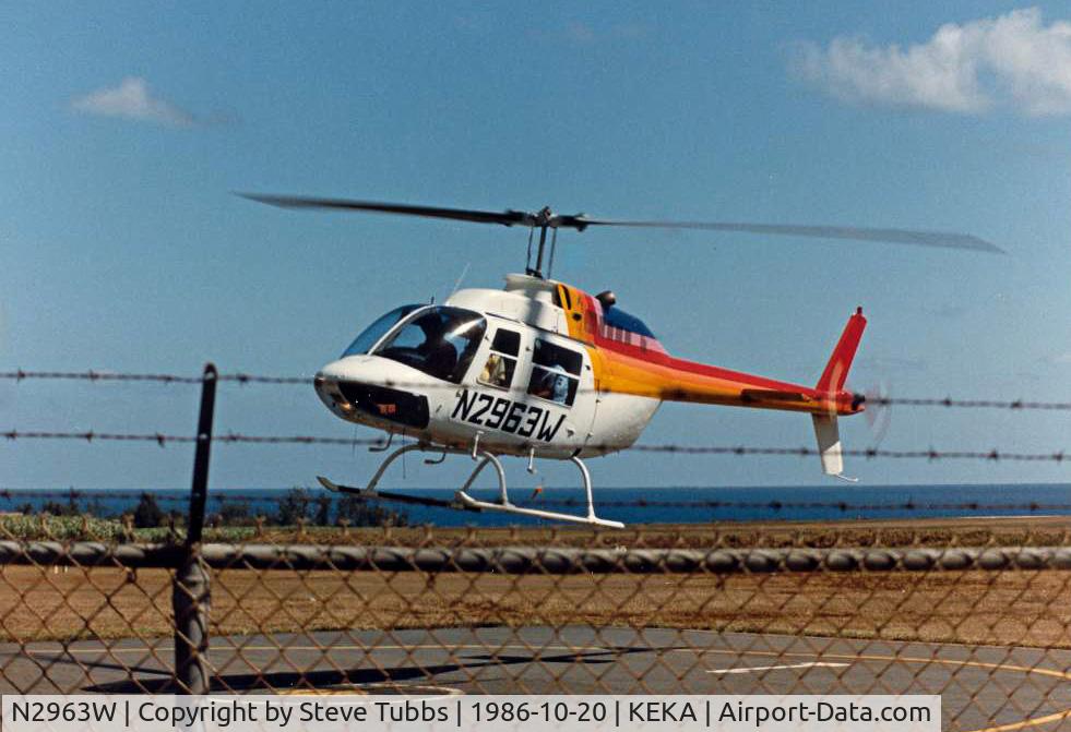 N2963W, 1972 Bell 206B C/N 816, Tour Helicopter on Kauai, Hawaii