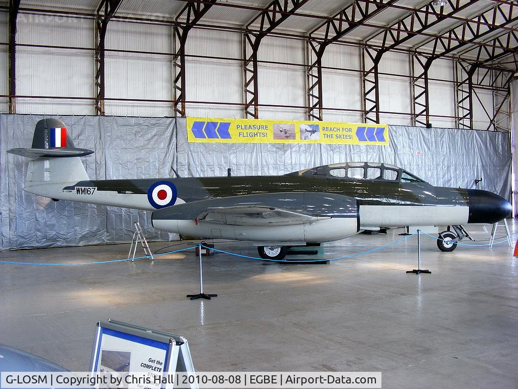 G-LOSM, 1952 Gloster Meteor NF.11 C/N S4/U/2342, Aviation Heritage Ltd, displaying its former RAF ID WM167