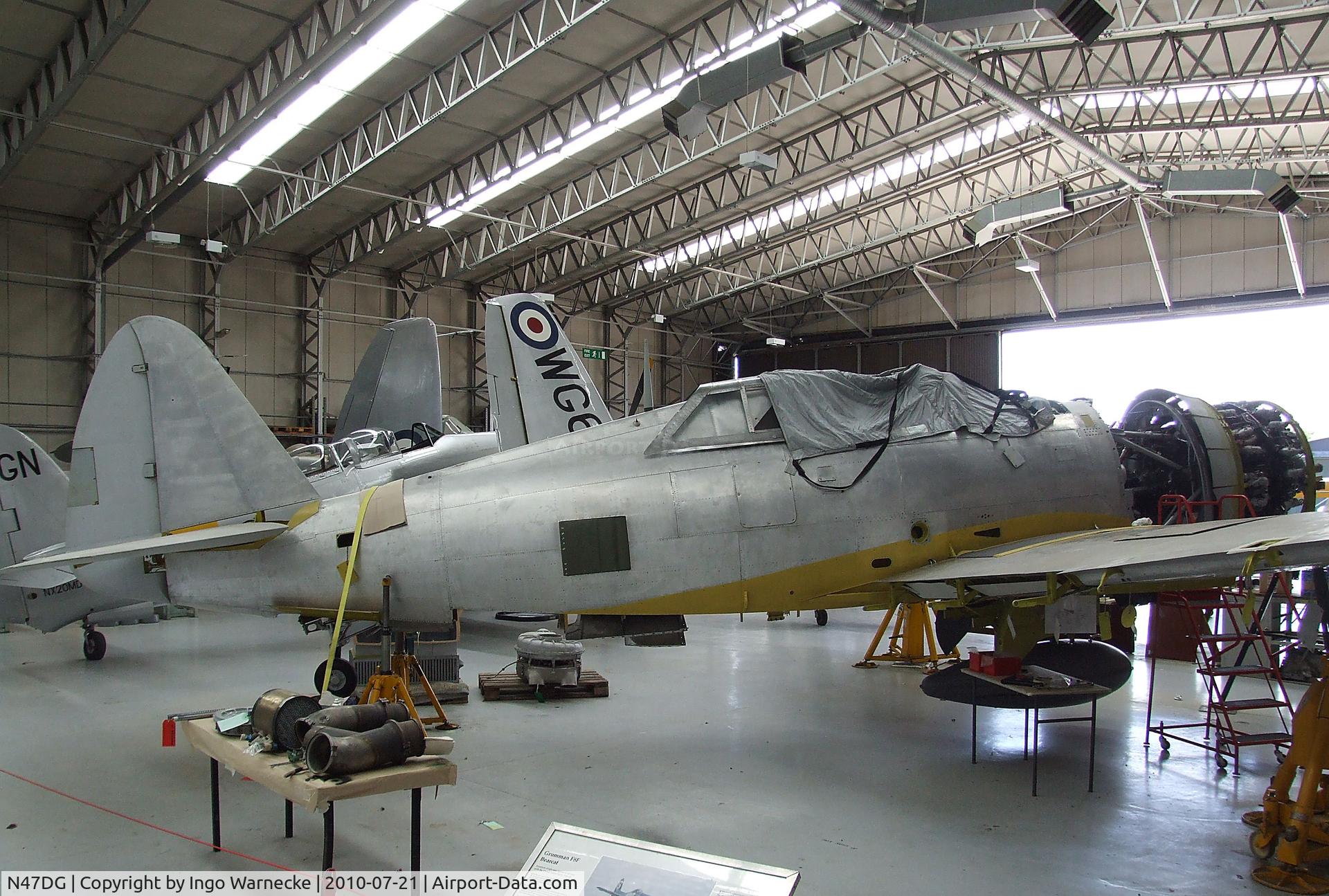 N47DG, 1942 Curtiss P-47G Thunderbolt C/N 21953, Republic (Curtiss) P-47G-10CU (P-47D-5-RE) Thunderbolt being worked on at the Imperial War Museum, Duxford