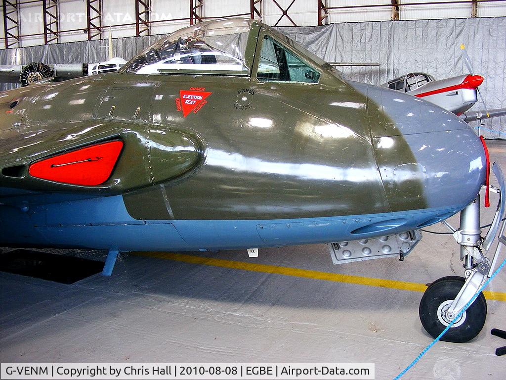 G-VENM, 1955 De Havilland DH-112 Venom FB.50 C/N 824, inside the hangar at Coventry 'Airbase'