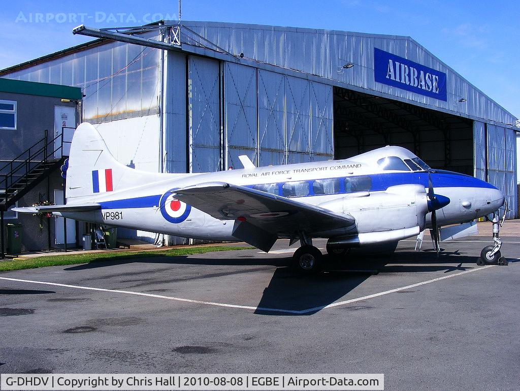 G-DHDV, De Havilland DH-104 Devon C.2 C/N 04205, Aviation Heritage Ltd, displaying its former RAF ID VP981