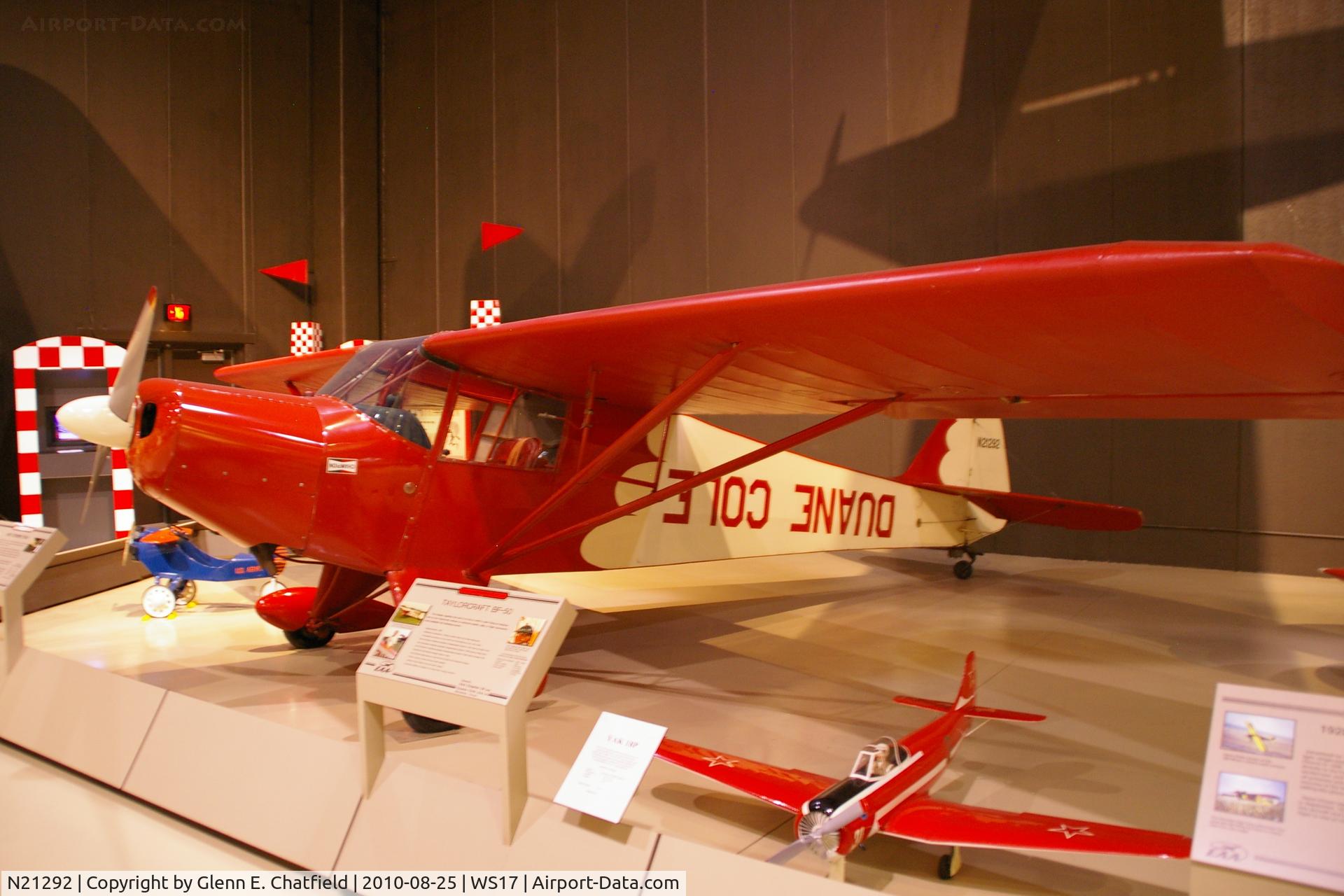 N21292, 1938 Taylorcraft BC C/N 1086, At the EAA Museum