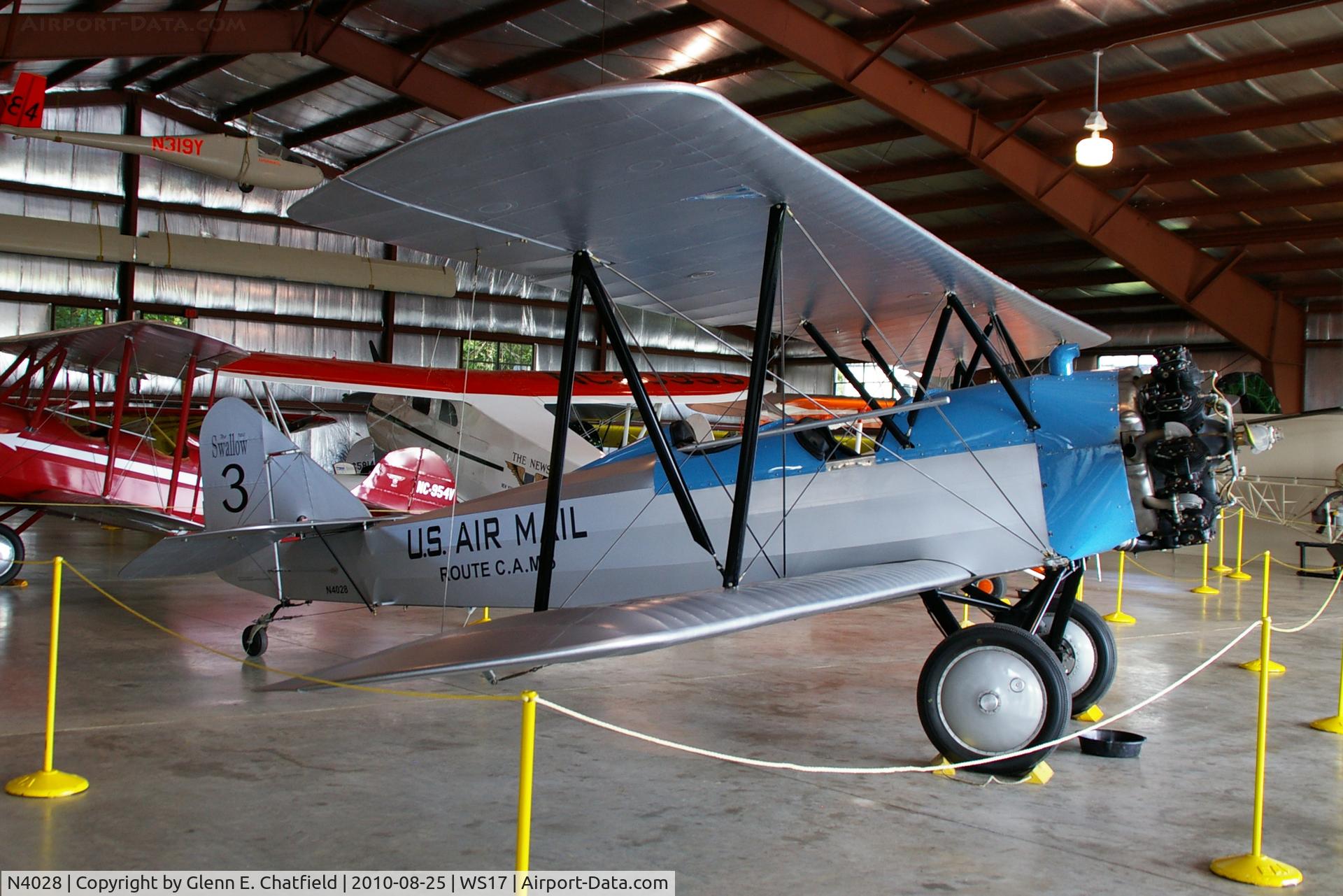 N4028, 1927 Swallow OX-5 Swallow C/N 899, At the EAA Museum.