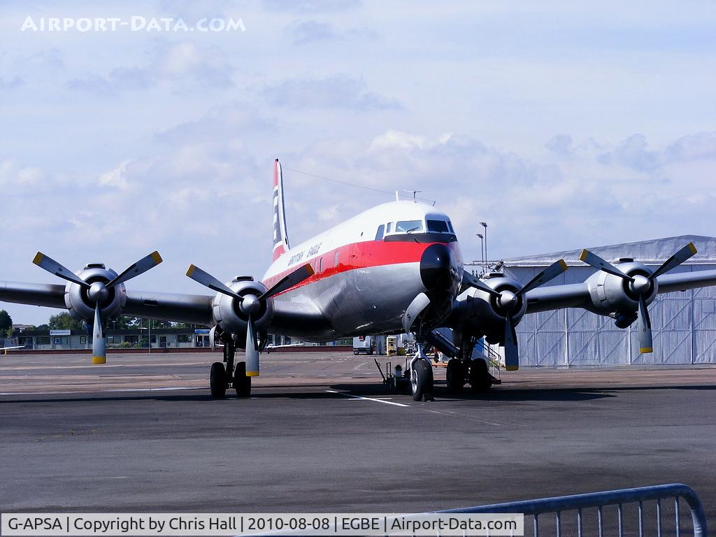 G-APSA, 1958 Douglas DC-6A C/N 45497, Air Atlantique Ltd, painted in British Eagle colours