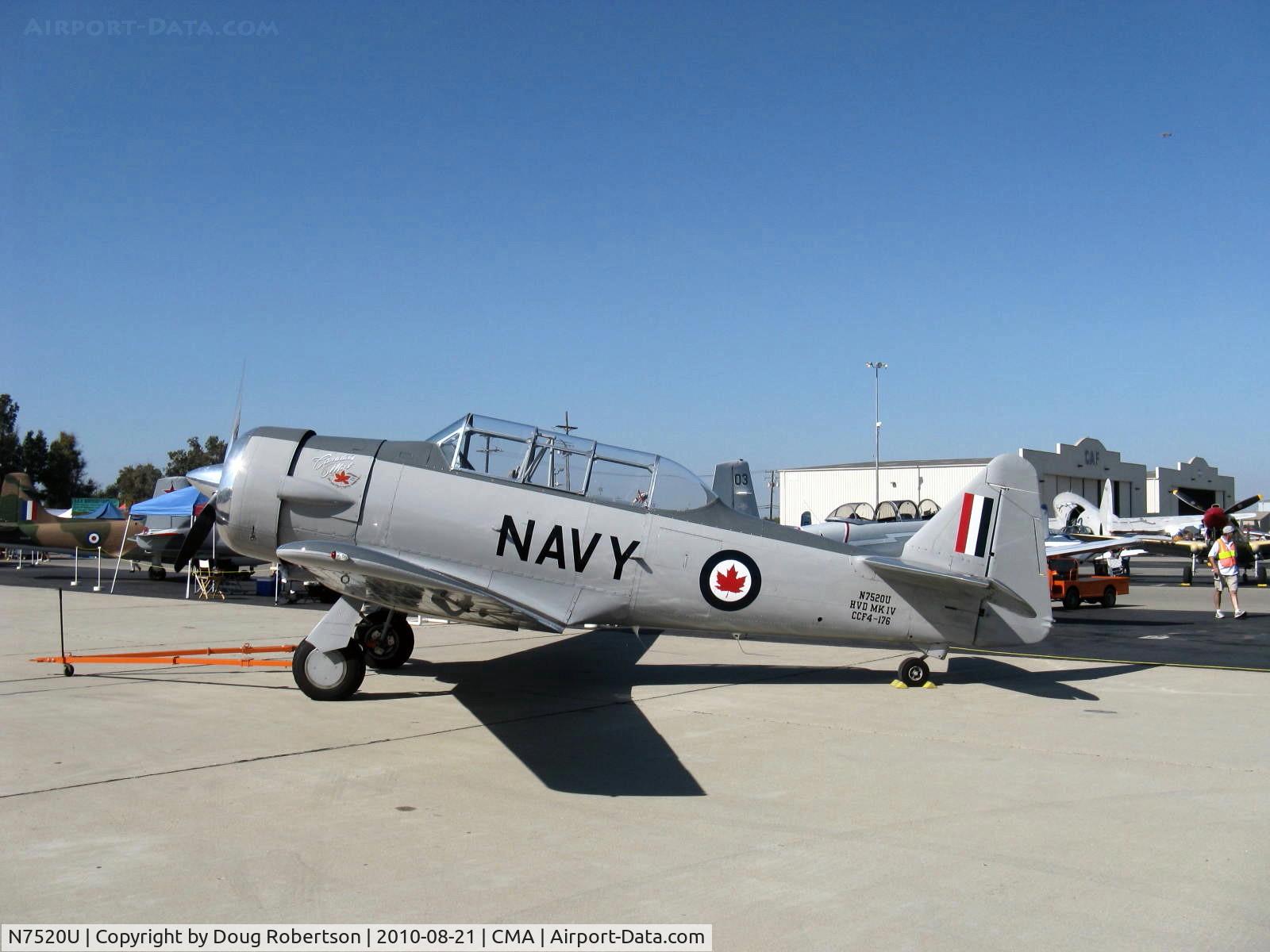 N7520U, 1952 Canadian Car & Foundry Harvard Mk.4 C/N CCF4-176, 1952 Canadian Car & Foundry HARVARD Mk.IV (NA-50 replica), P&W R-1340 Wasp 600 Hp, three-blade prop, Experimental class