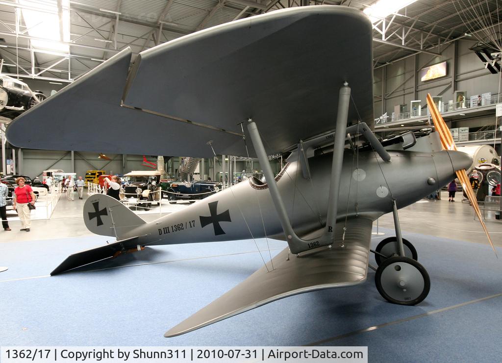 1362/17, Pfalz DIII replica C/N Not found 1362/17, Preserved Germany Air Force Replica of a Pfalz D.III inside Technik Museum Speyer new hall exhibit...
