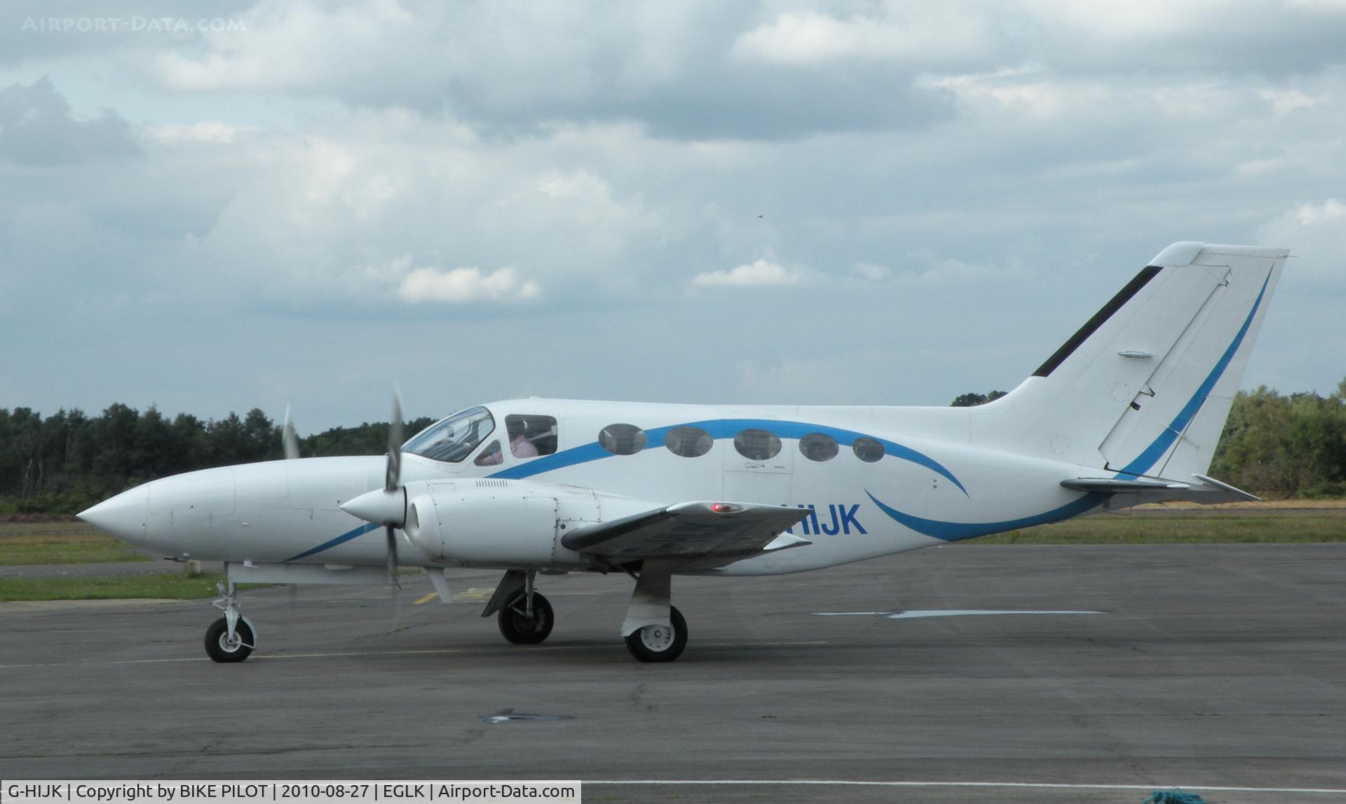G-HIJK, 1977 Cessna 421C Golden Eagle C/N 421C-0218, Golden Eagle leaving the terminal apron for rwy 07