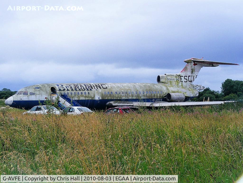 G-AVFE, 1967 Hawker Siddeley HS-121 Trident 2E C/N 2144, on the fire dump at Belfast International Airport