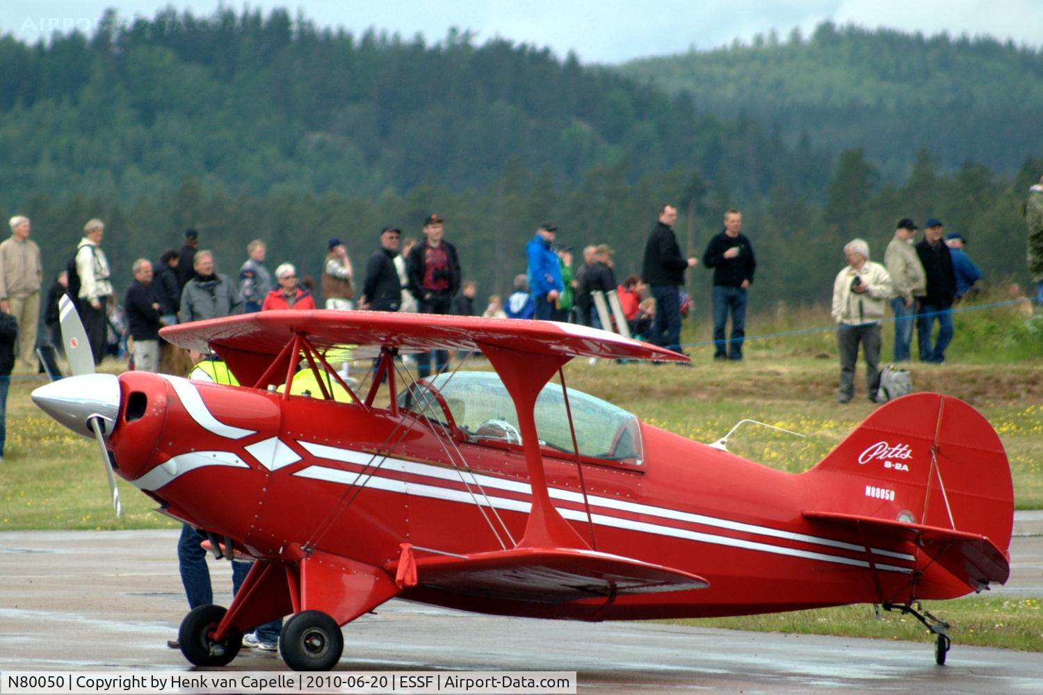 N80050, 1975 Aerotek PITTS S-2A Special C/N 2101, Pitts S-2A on the platform of Hultsfred airfield, Sweden.