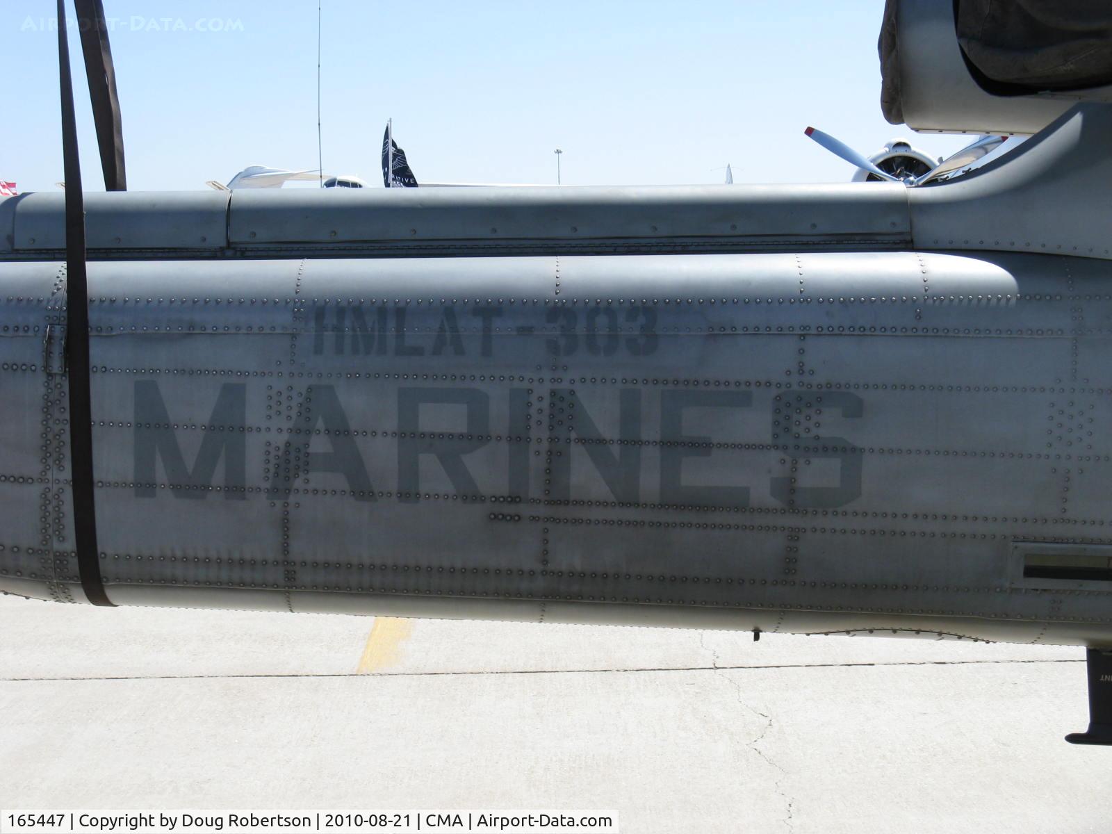 165447, Bell AH-1W Super Cobra C/N Not found 165447, Bell AH-1W SuperCobra of HMLAT-303, USMC Camp Pendleton, two General Electric T700-401 Turboshaft engines 1,690 shp each, max speed 218 mph