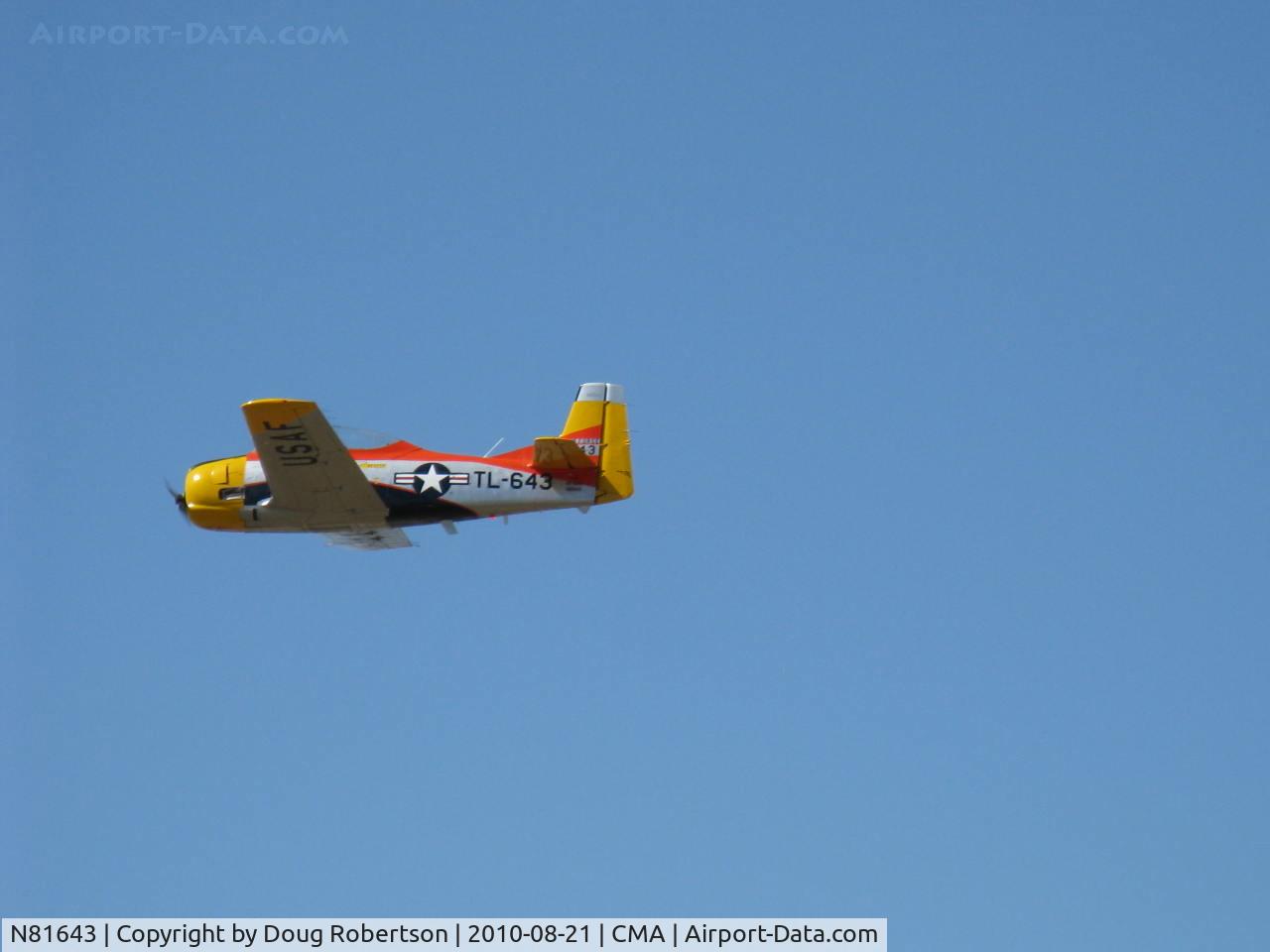 N81643, 1949 North American T-28A Trojan C/N 159-155 (49-1643), 1949 North American T28A TROJAN, Wright R-1300-C7BA 800 Hp, fast flyover