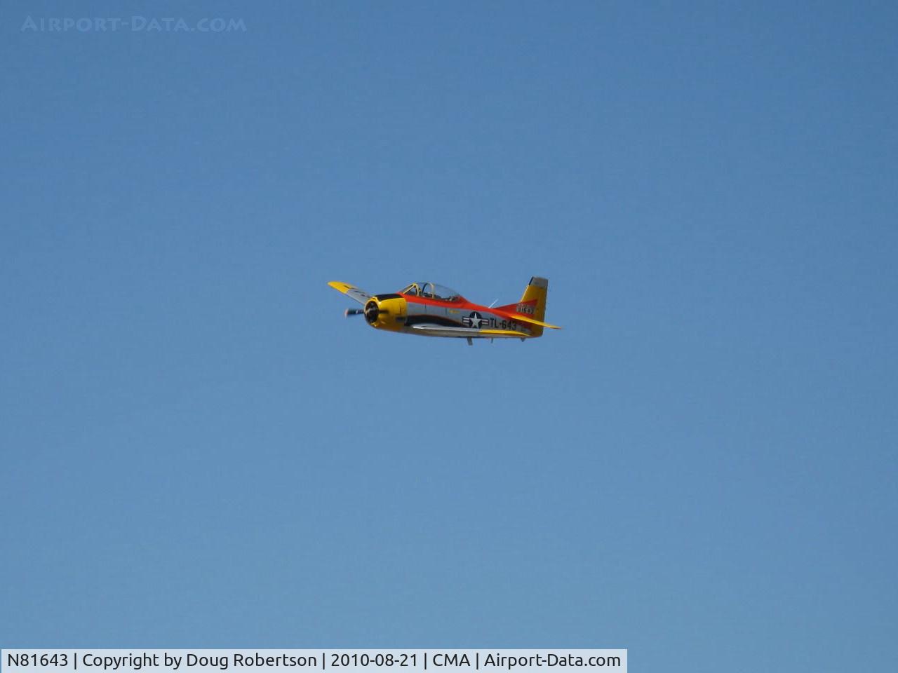 N81643, 1949 North American T-28A Trojan C/N 159-155 (49-1643), 1949 North American T28A TROJAN, Wright R-1300-C7BA 800 Hp, fast flyover