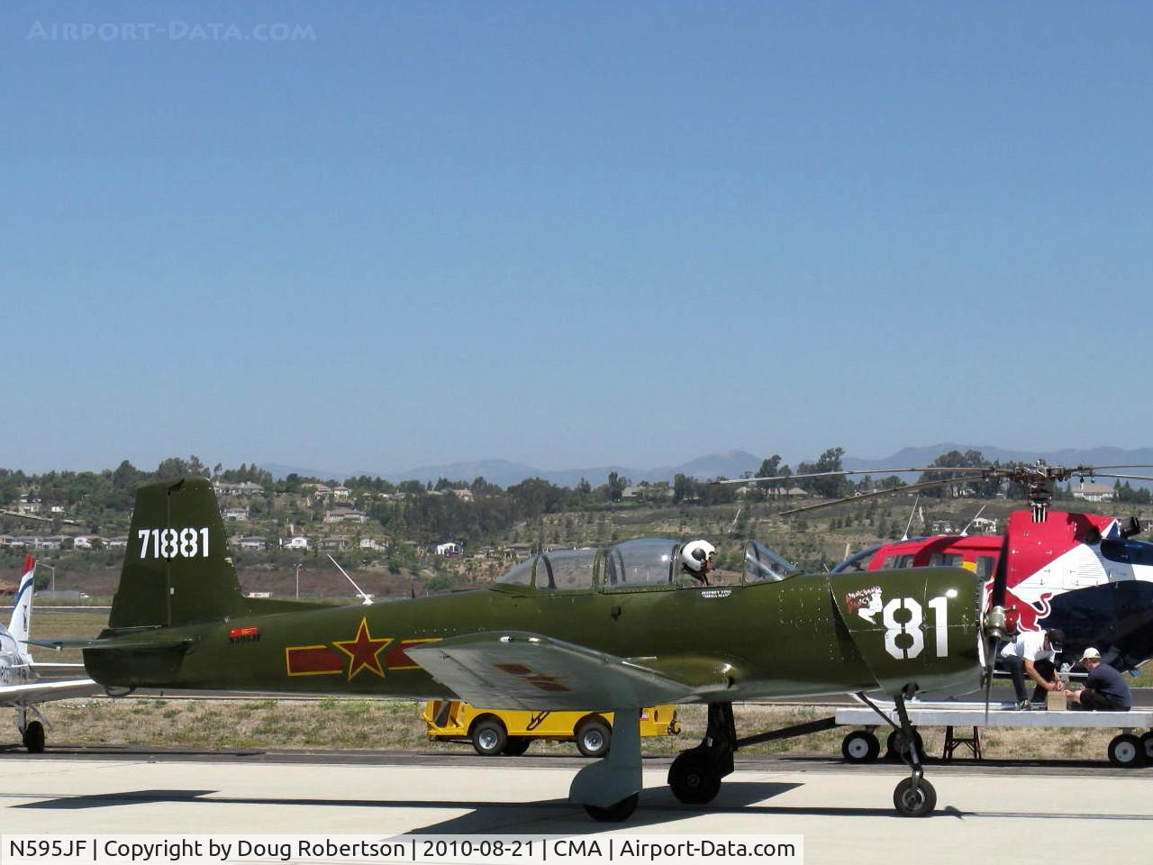N595JF, 1969 Nanchang CJ-6A C/N 2532051, 1969 Nanchang China CJ-6A 'Nanchang Nancy', Vedeneev (Ivchenko) M14b 360 Hp upgrade with rare splined shaft engine. Only 5 known M14b engines with splined shafts in America, taxi warmup