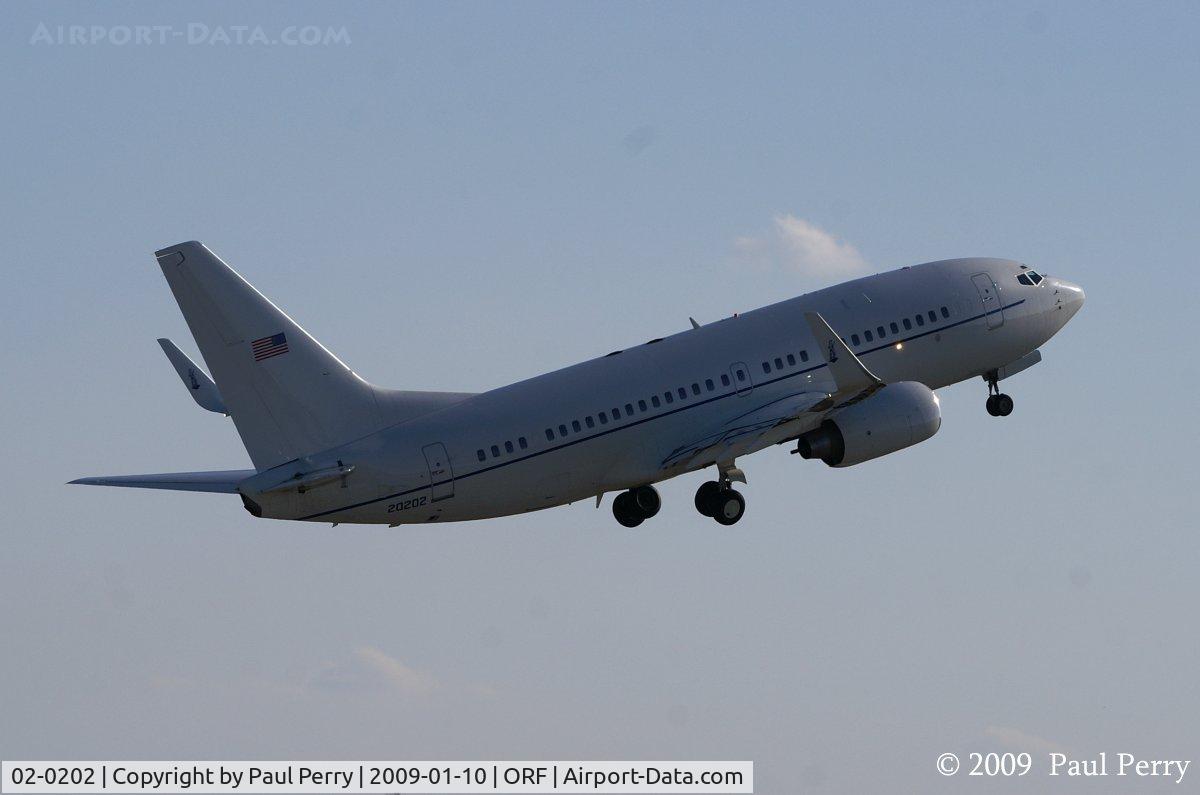 02-0202, 2002 Boeing C-40C Clipper (737-7BC BBJ) C/N 30753, Up and away, and cleaning her up
