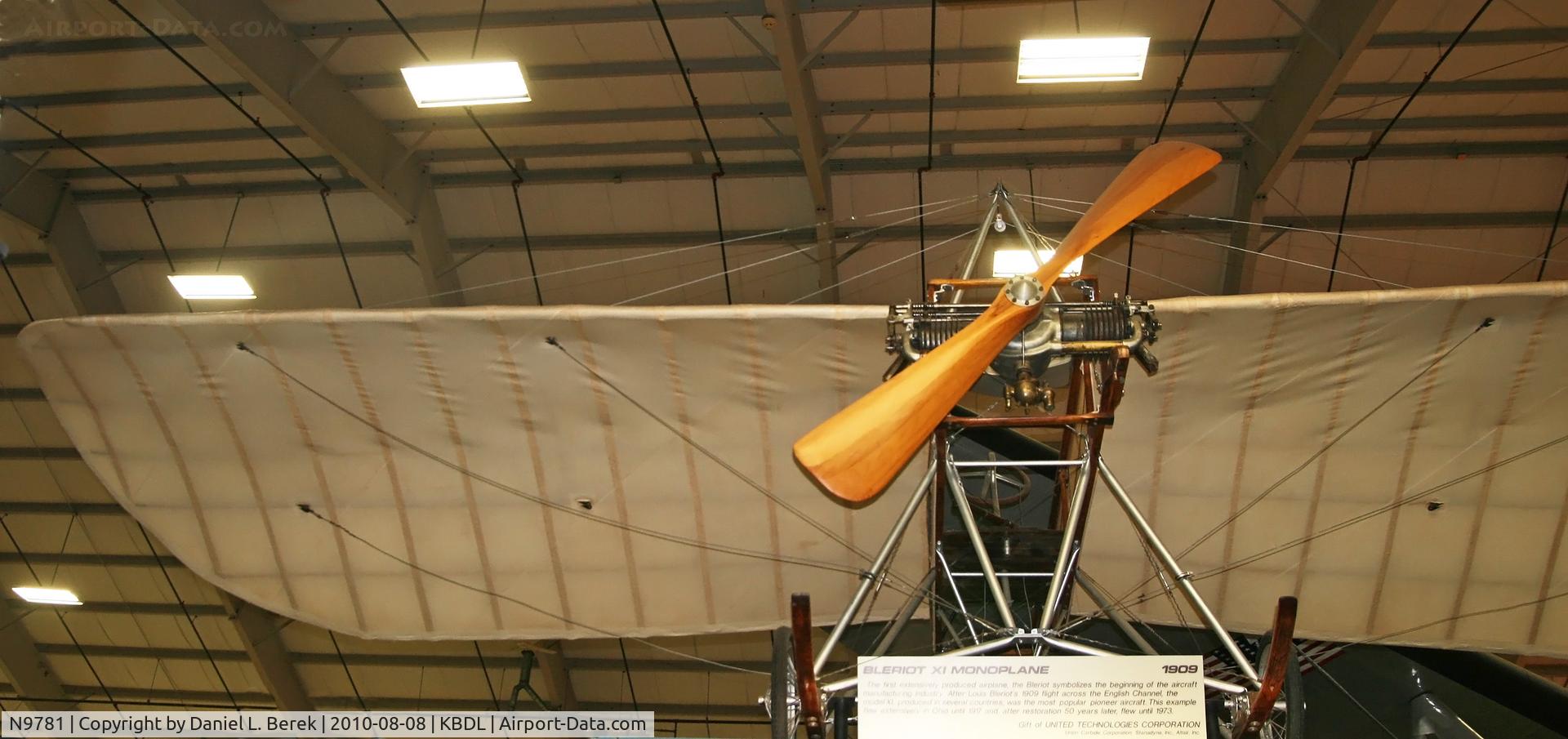 N9781, Bleriot XI 1909 Replica C/N 9, Original ca. 1911 Bleriot; rebuilt 1973.  On display at the New England Air Museum.