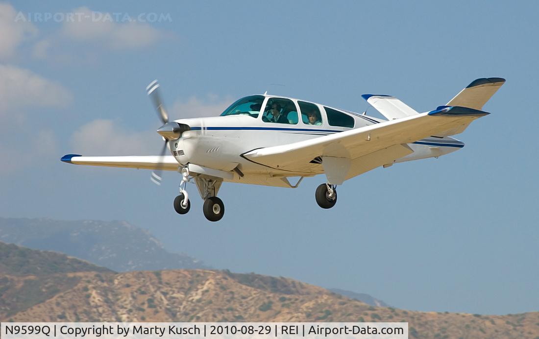 N9599Q, 1966 Beech V35 Bonanza C/N D-8221, Short final for Runway 26.