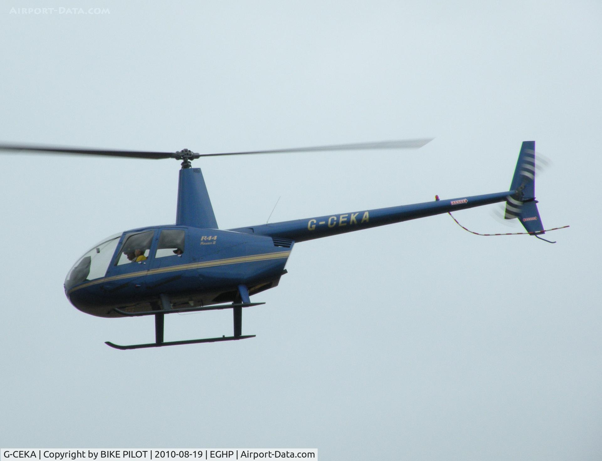 G-CEKA, 2007 Robinson R44 Raven II C/N 11639, Kilo Alpha departing north. Starlight Foundation Day