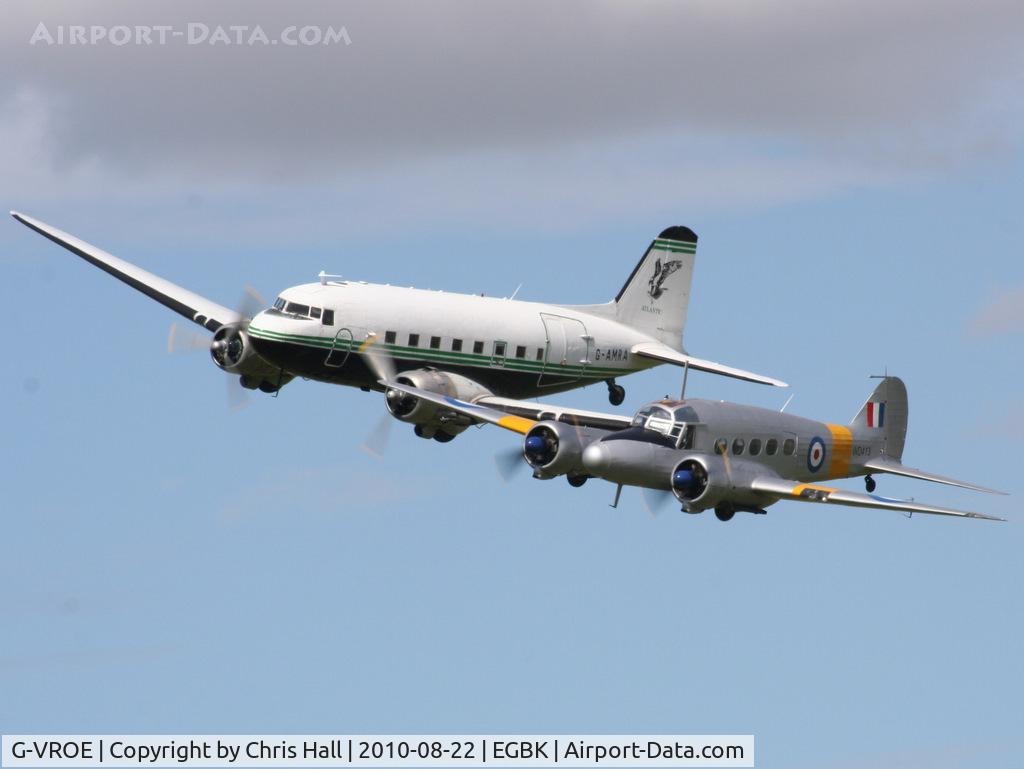 G-VROE, 1950 Avro 652A Anson T.21 C/N 3634, displaying at the Sywell Airshow with G-AMRA