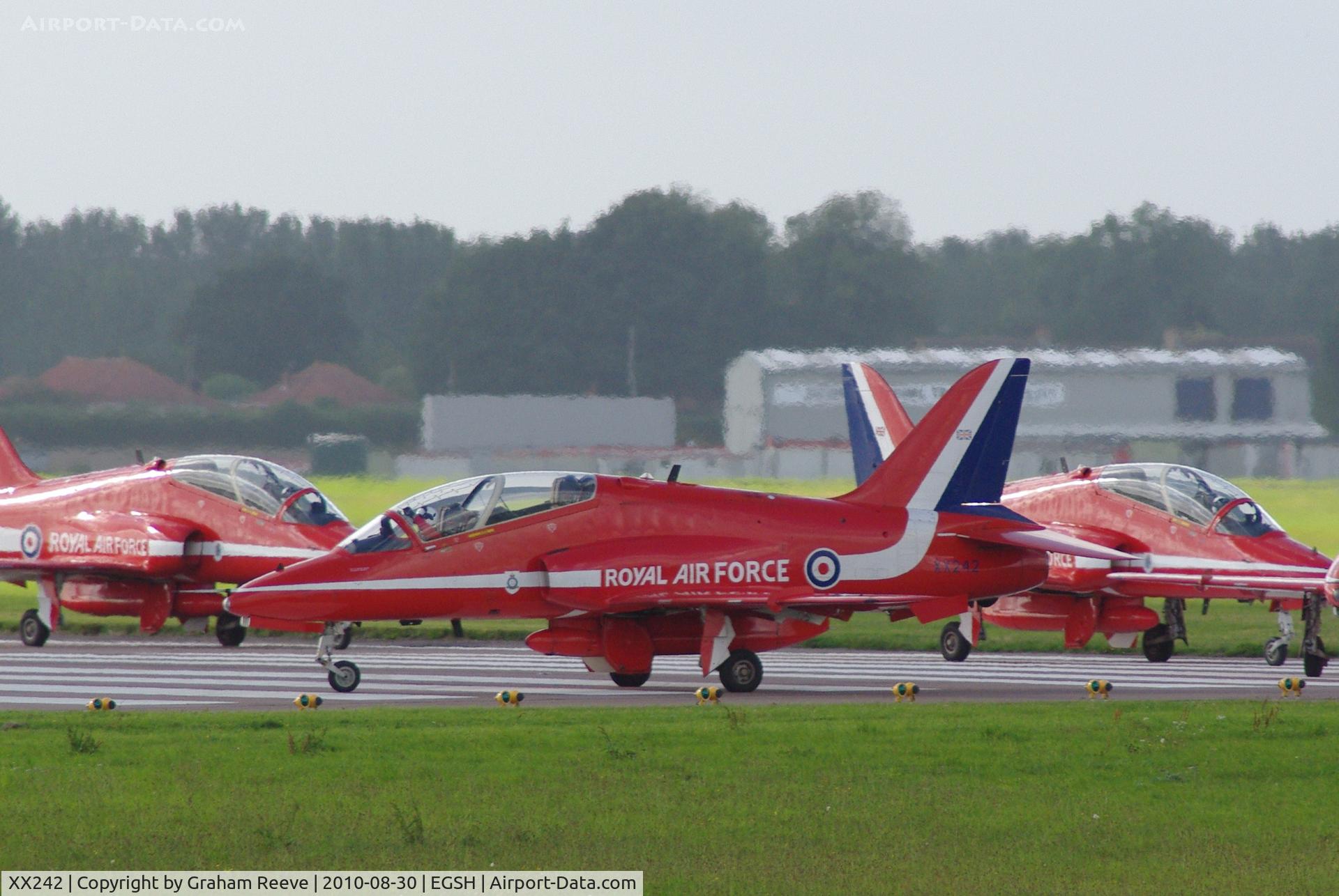 XX242, 1978 Hawker Siddeley Hawk T.1 C/N 078/312078, Red Arrows about to take off.
