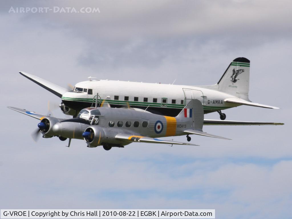 G-VROE, 1950 Avro 652A Anson T.21 C/N 3634, displaying at the Sywell Airshow with G-AMRA
