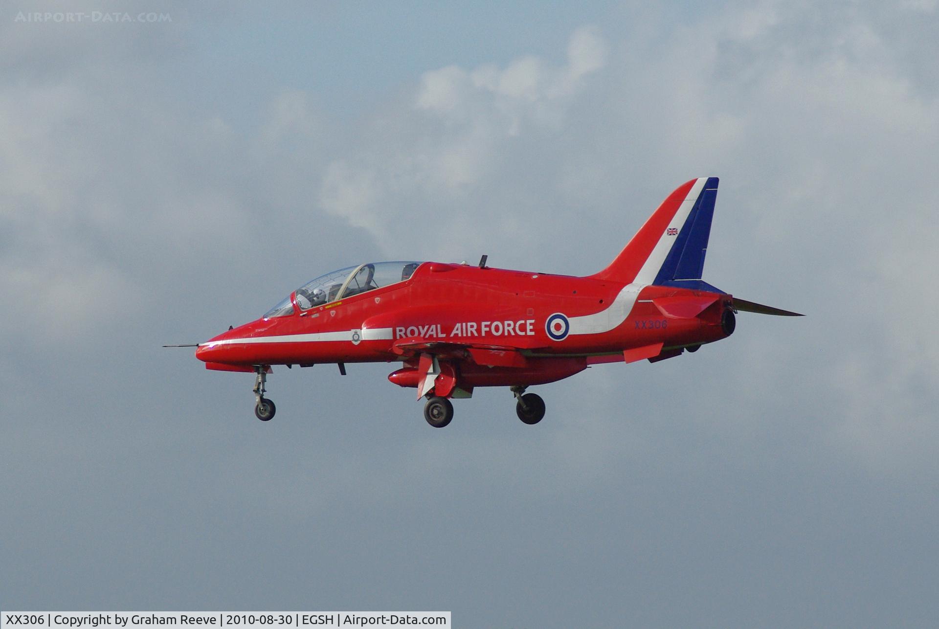 XX306, 1980 Hawker Siddeley Hawk T.1A C/N 141/312131, Landing at Norwich