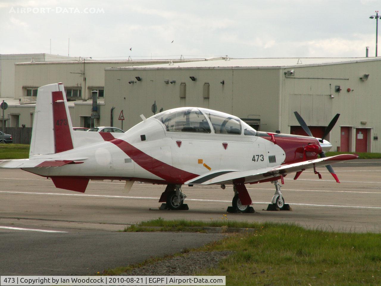 473, Hawker Beechcraft T-6A Efroni C/N Pl-1, Raytheon T-6A (Israeli Air Force) on an overnight stop at Glasgow (National insignia painted out)