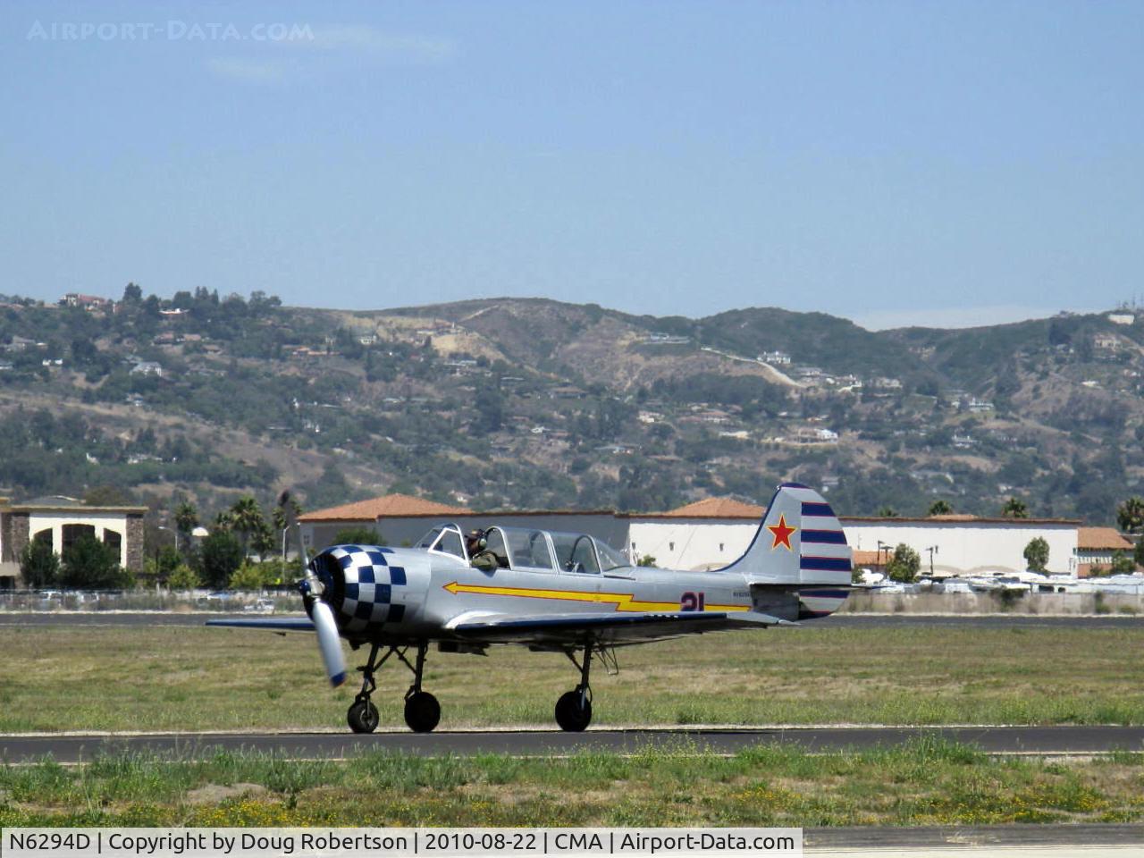 N6294D, 1983 Yakovlev Yak-52 C/N 833611, 1983 Yakovlev YAK 52, Vedeneev (Ivchenko) M-14P 360 Hp, taxi
