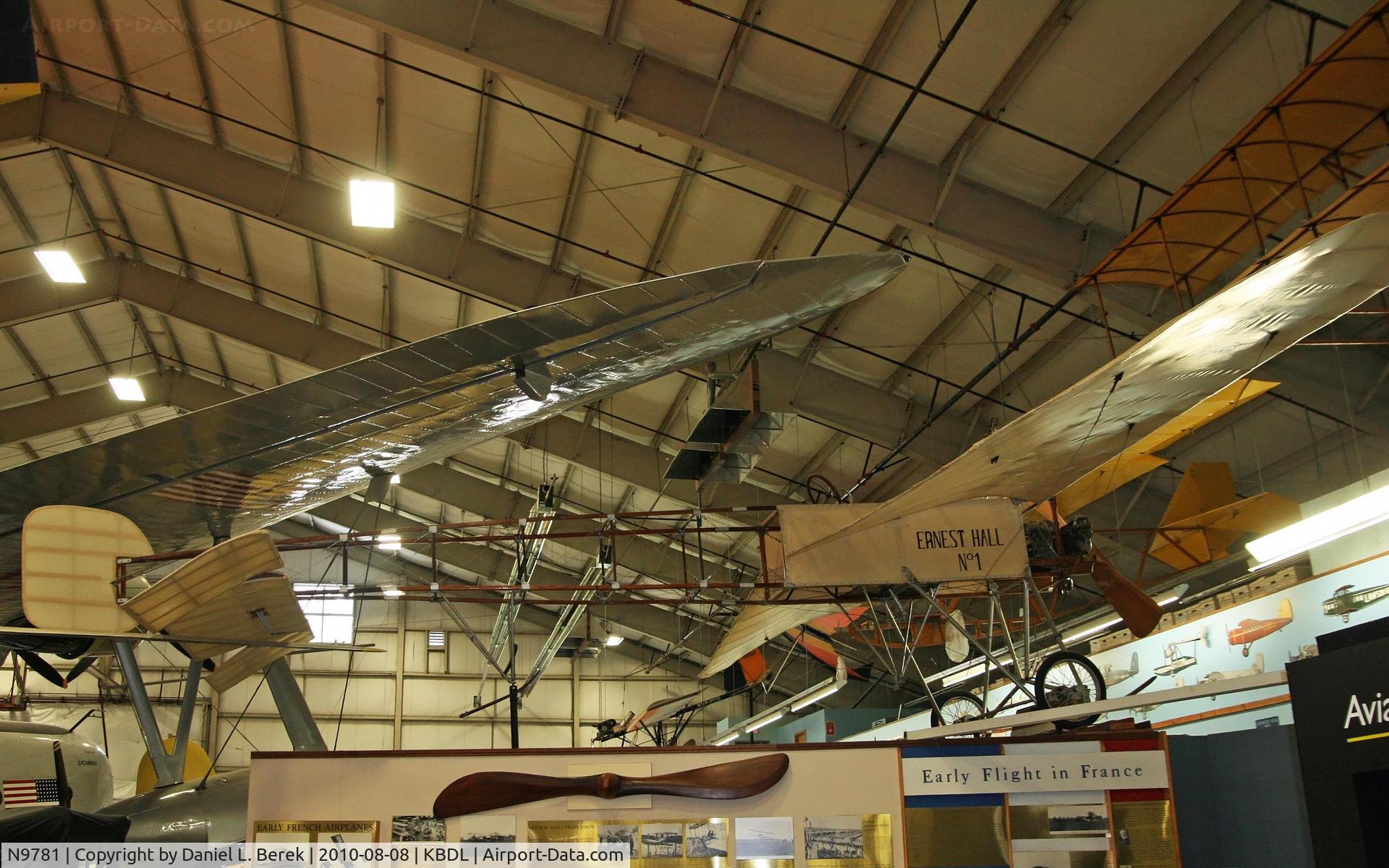 N9781, Bleriot XI 1909 Replica C/N 9, The side view of the NEAM Bleriot shows some of its control mechanisms.