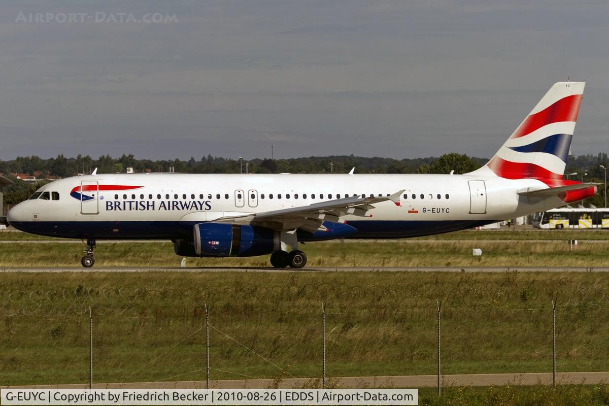 G-EUYC, 2008 Airbus A320-232 C/N 3721, decelerating after touchdown