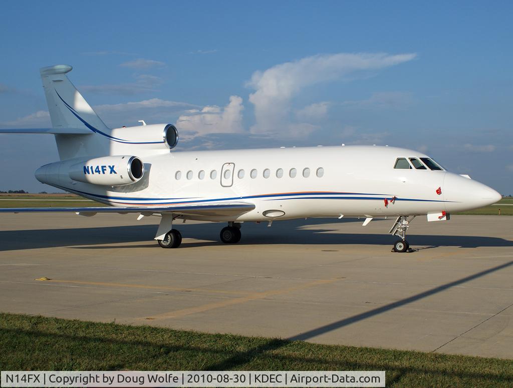 N14FX, Dassault Falcon 900EX C/N 624, Parked near the tower at Decatur, Illinois KDEC.