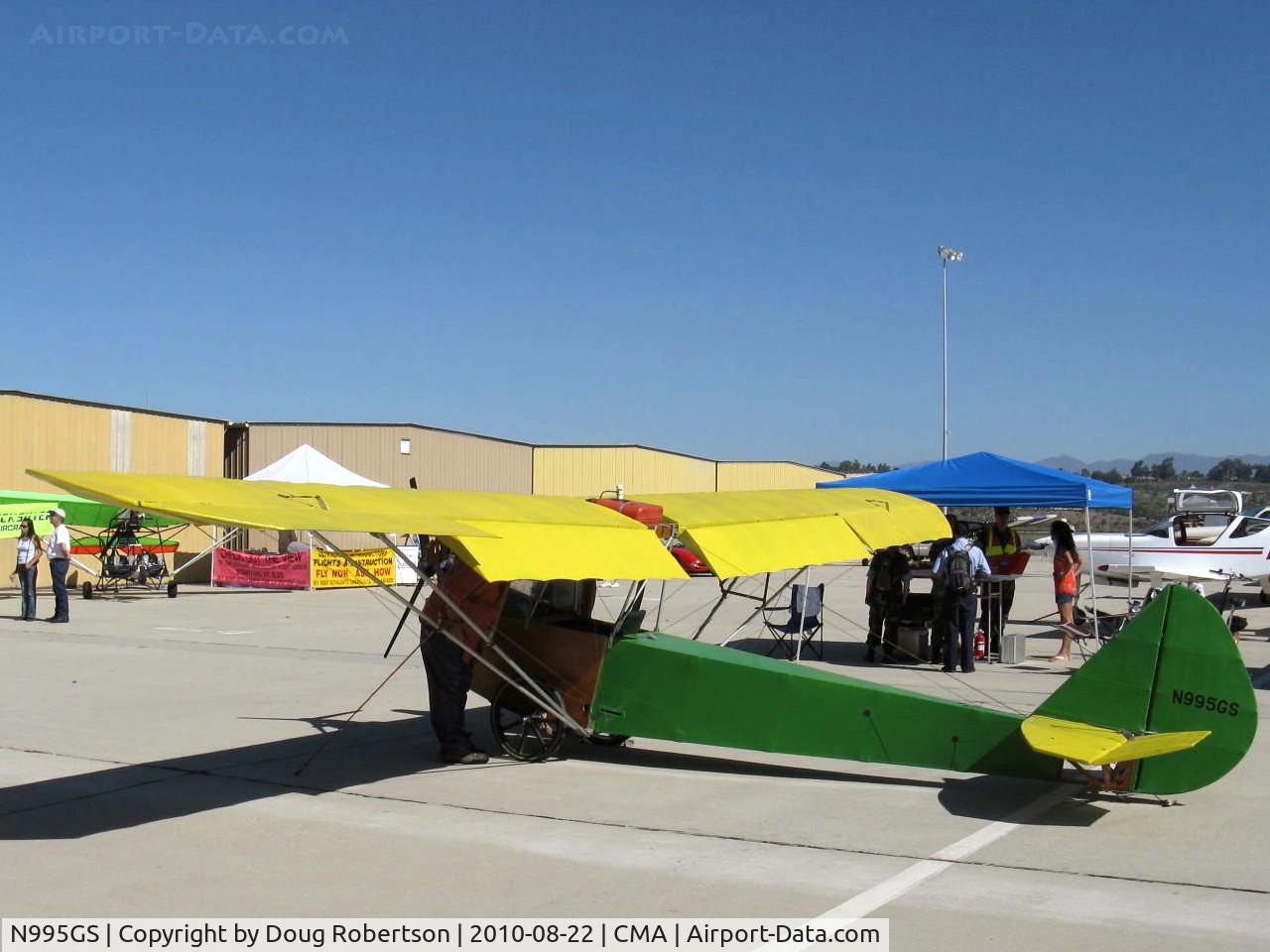 N995GS, 1999 Butterfly Aero Banty C/N 1285, 1999 Stucker Butterfly Aero BANTY Ultralight Experimental, Rotax 277 26 Hp at 6,250 rpm, single cylinder two-stroke (engine no longer in production, mercifully!)