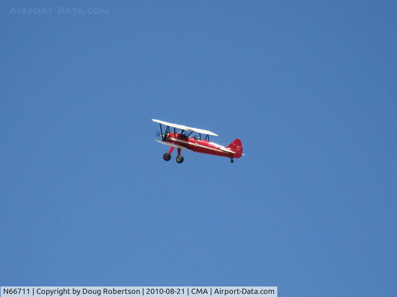N66711, 1941 Boeing IB75A C/N 75-1675, 1941 Boeing Stearman IB75A, Jacobs R-755 B2 275 Hp upgrade, overflight