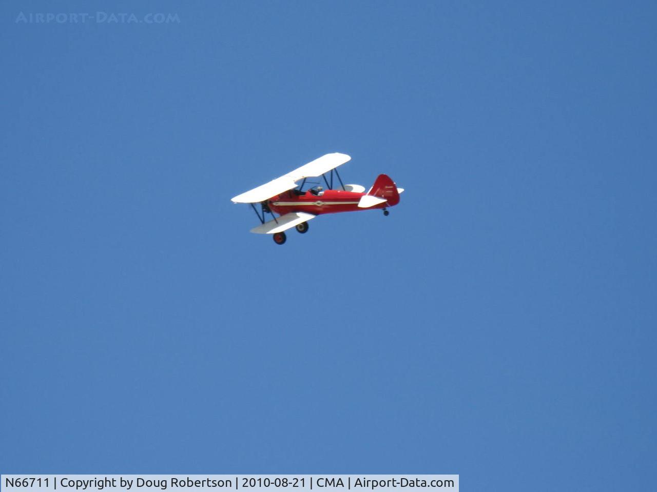 N66711, 1941 Boeing IB75A C/N 75-1675, 1941 Boeing Stearman IB75A, Jacobs R-755 B2 275 Hp upgrade, overflight
