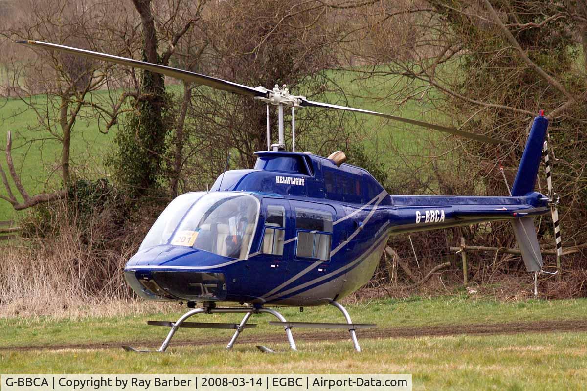 G-BBCA, 1973 Bell 206B JetRanger II C/N 1101, Bell 206B-2 Jet Ranger II [1101] Cheltenham Racecourse~G 14/03/2008