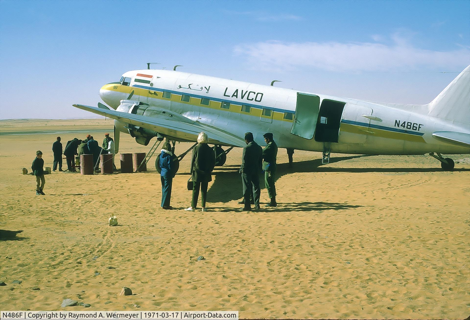 N486F, Douglas DC-3 C/N 20214, Photo taken March 1971 in Sebha, Libya