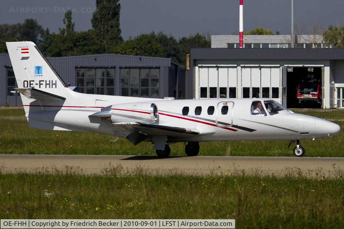 OE-FHH, 1981 Cessna 501 Citation I/SP C/N 501-0246, decelerating after touchdown