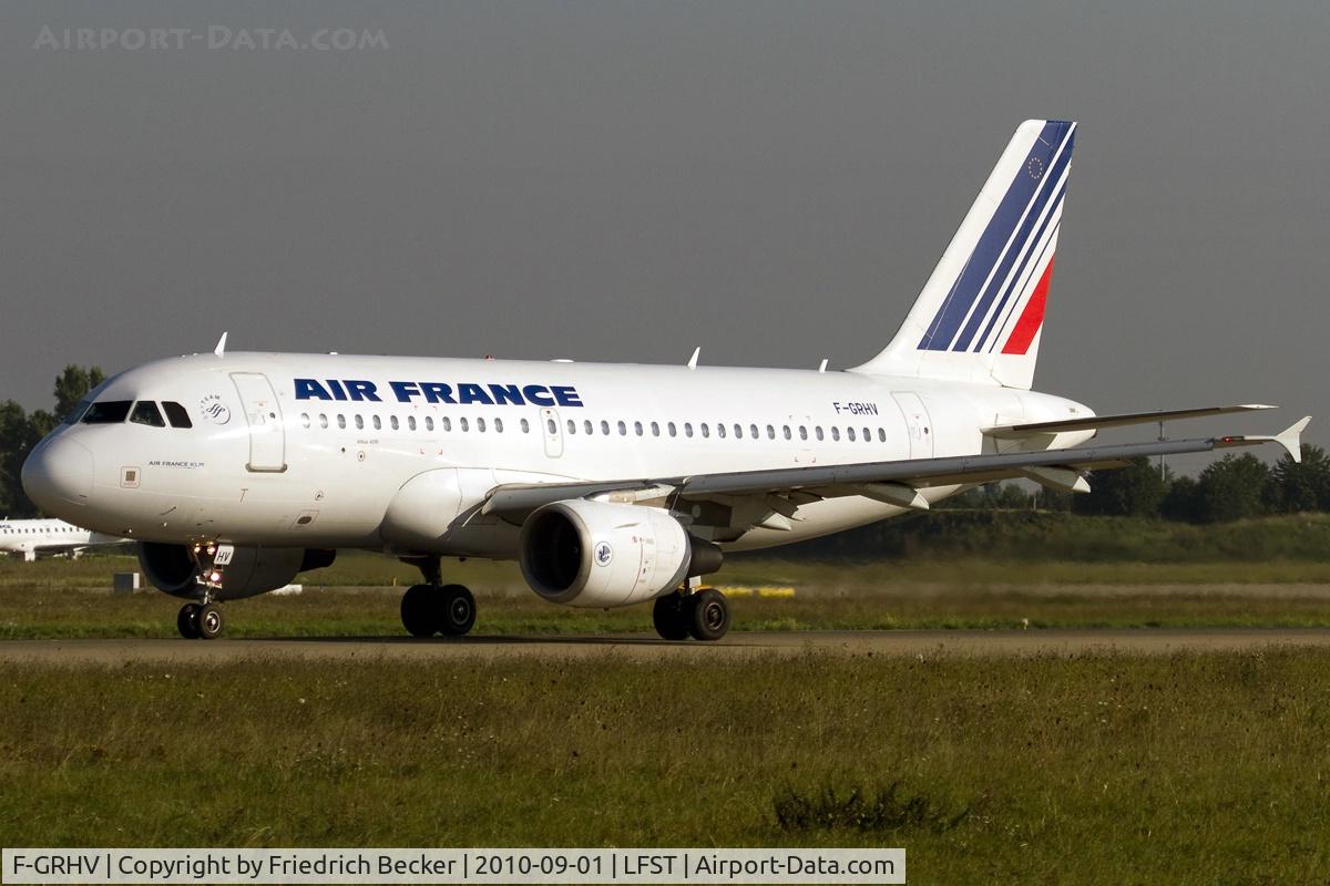 F-GRHV, 2001 Airbus A319-111 C/N 1505, departing from Strasbourg Entzheim