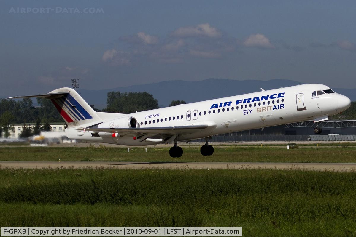 F-GPXB, 1994 Fokker 100 (F-28-0100) C/N 11492, lift off from Strasbourh Entzheim