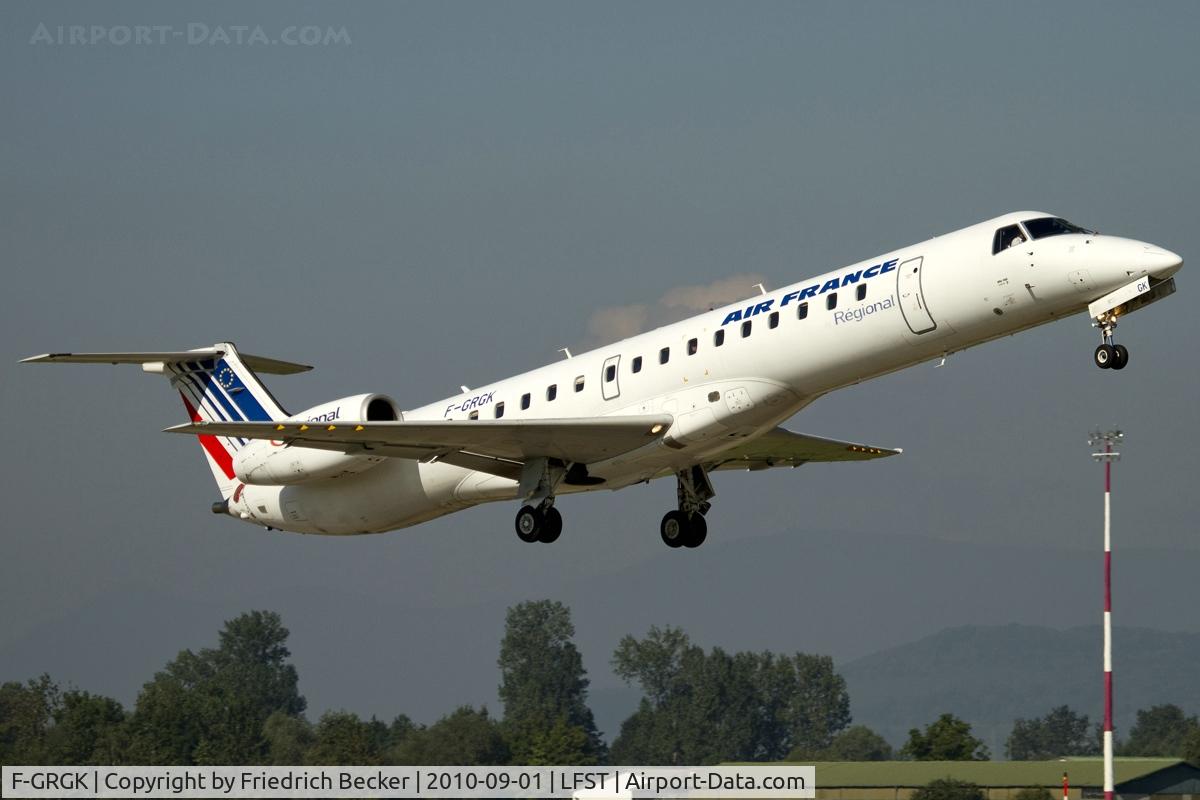 F-GRGK, 2000 Embraer EMB-145EU (ERJ-145EU) C/N 145324, departure from Strasbourg