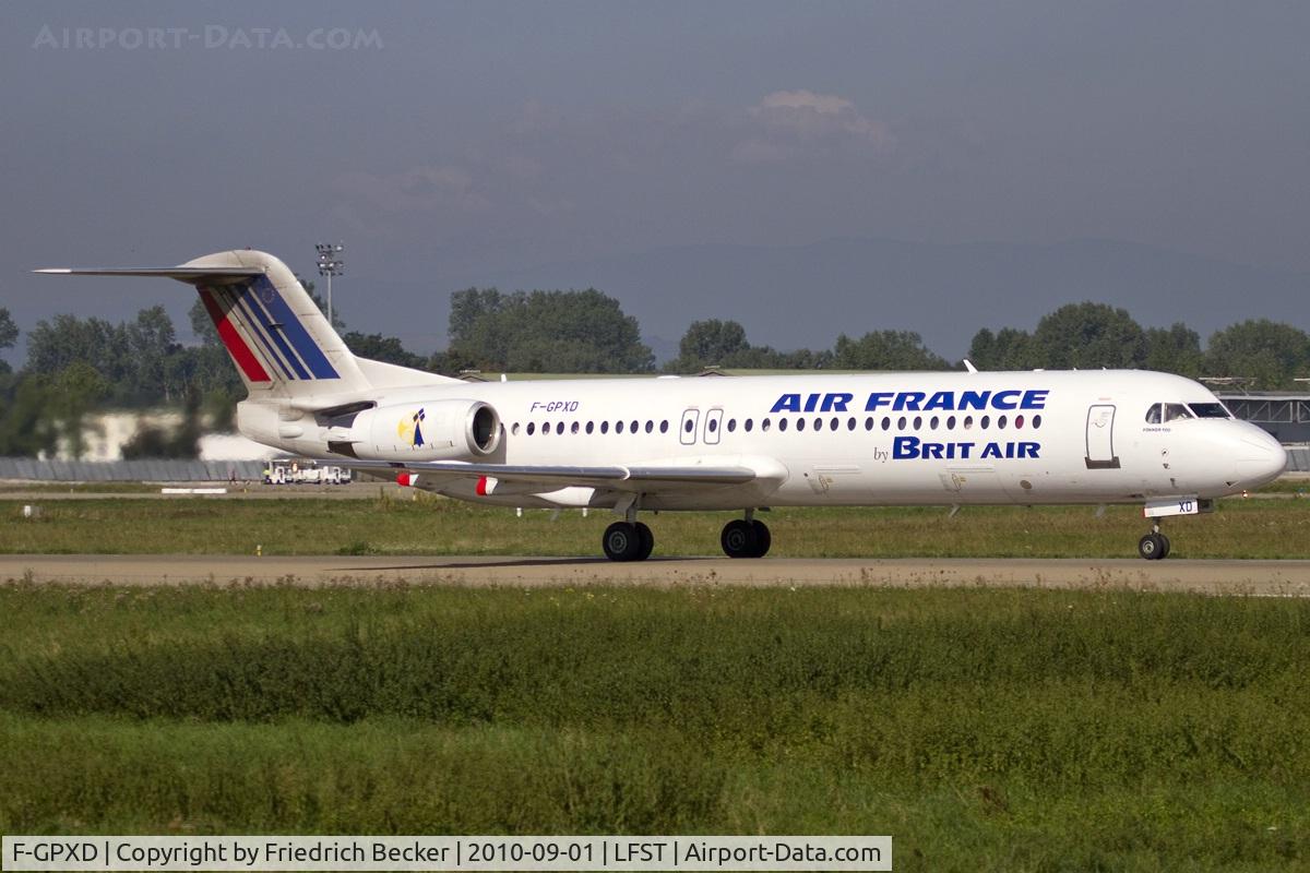 F-GPXD, 1995 Fokker 100 (F-28-0100) C/N 11494, departure from Strasbourg