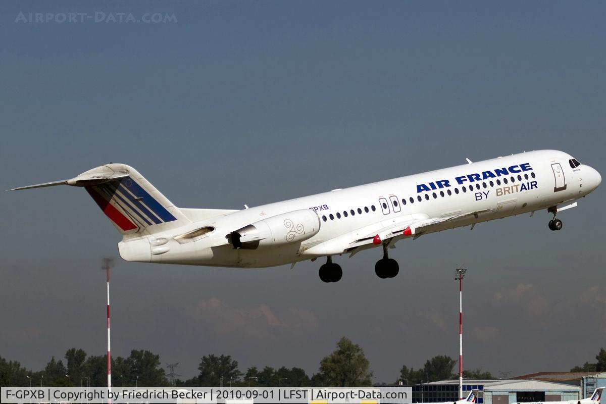 F-GPXB, 1994 Fokker 100 (F-28-0100) C/N 11492, departure from Strasbourg