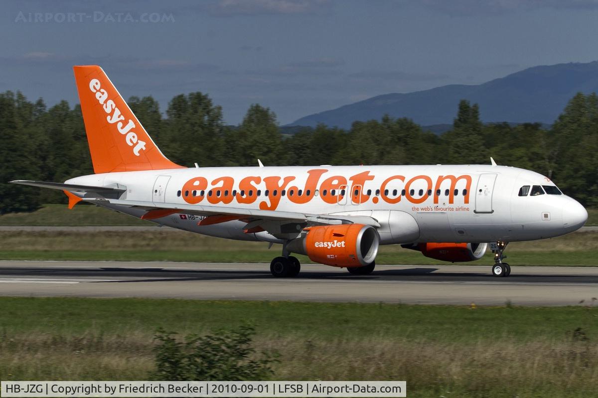 HB-JZG, 2004 Airbus A319-111 C/N 2196, departure from Basel