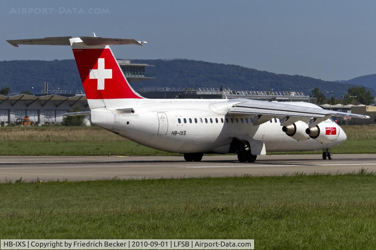 HB-IXS, 1995 British Aerospace Avro 146-RJ100 C/N E3280, departure from Basel