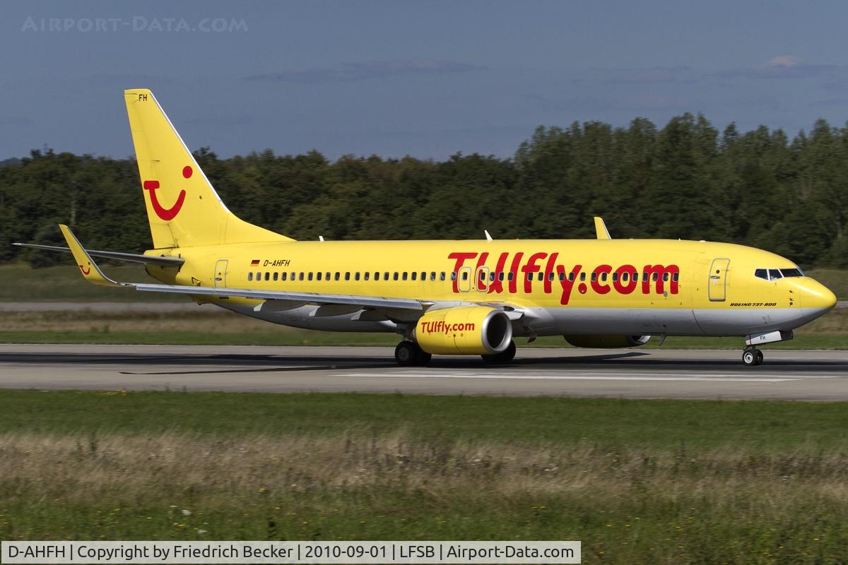 D-AHFH, 1999 Boeing 737-8K5 C/N 27983, departure from Basel