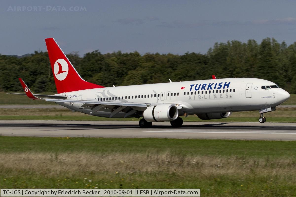 TC-JGS, 2006 Boeing 737-8F2 C/N 34416, decelerating after touchdown